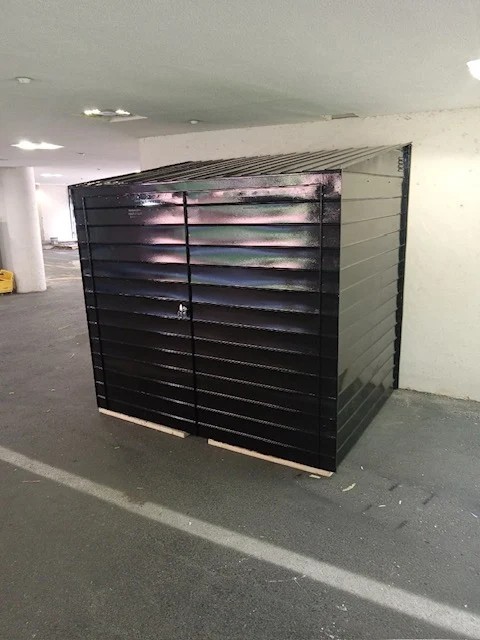 Completed custom steel staircase installation at a Brooklyn, NY commercial property by Steel Masters NYC
