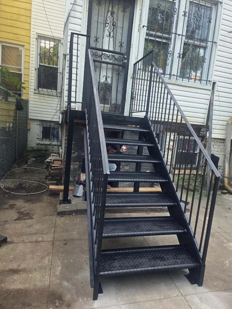 Steel railing maintenance on a Flatbush, Brooklyn residential property